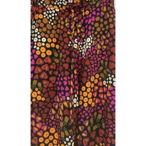 Anthropologie Farm Rio Elodie Multicolor Floral & Hearts Drawstring Pants, Med. - Picture 2 of 6